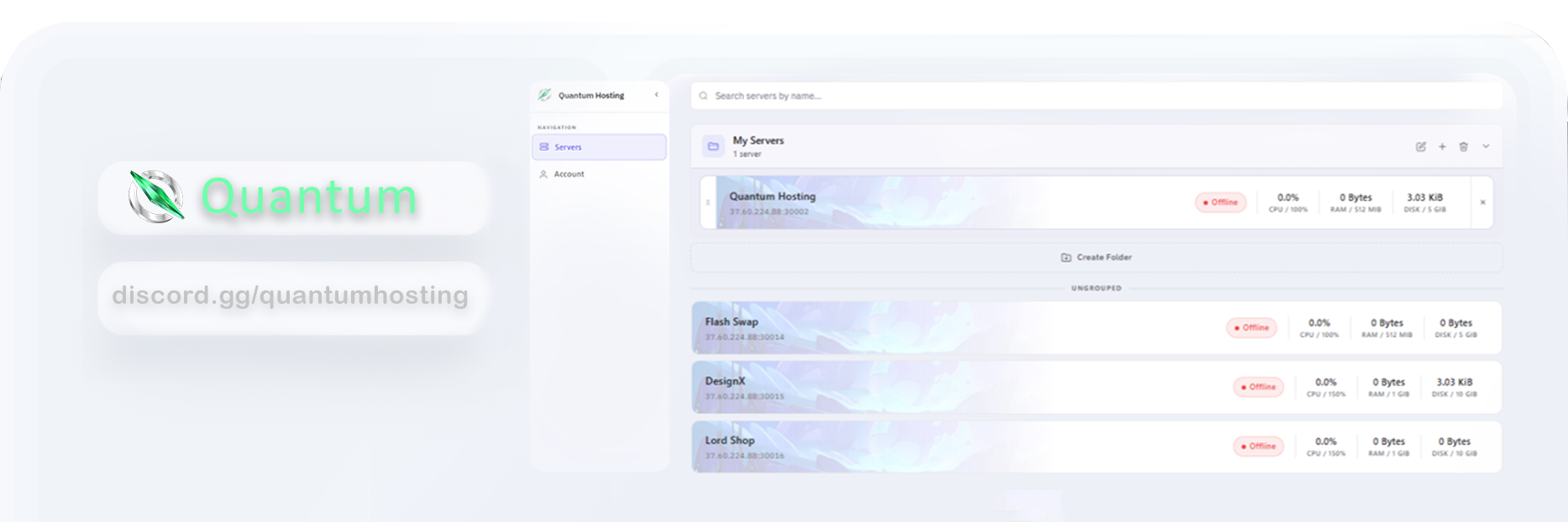 Quantum Hosting bot panel preview